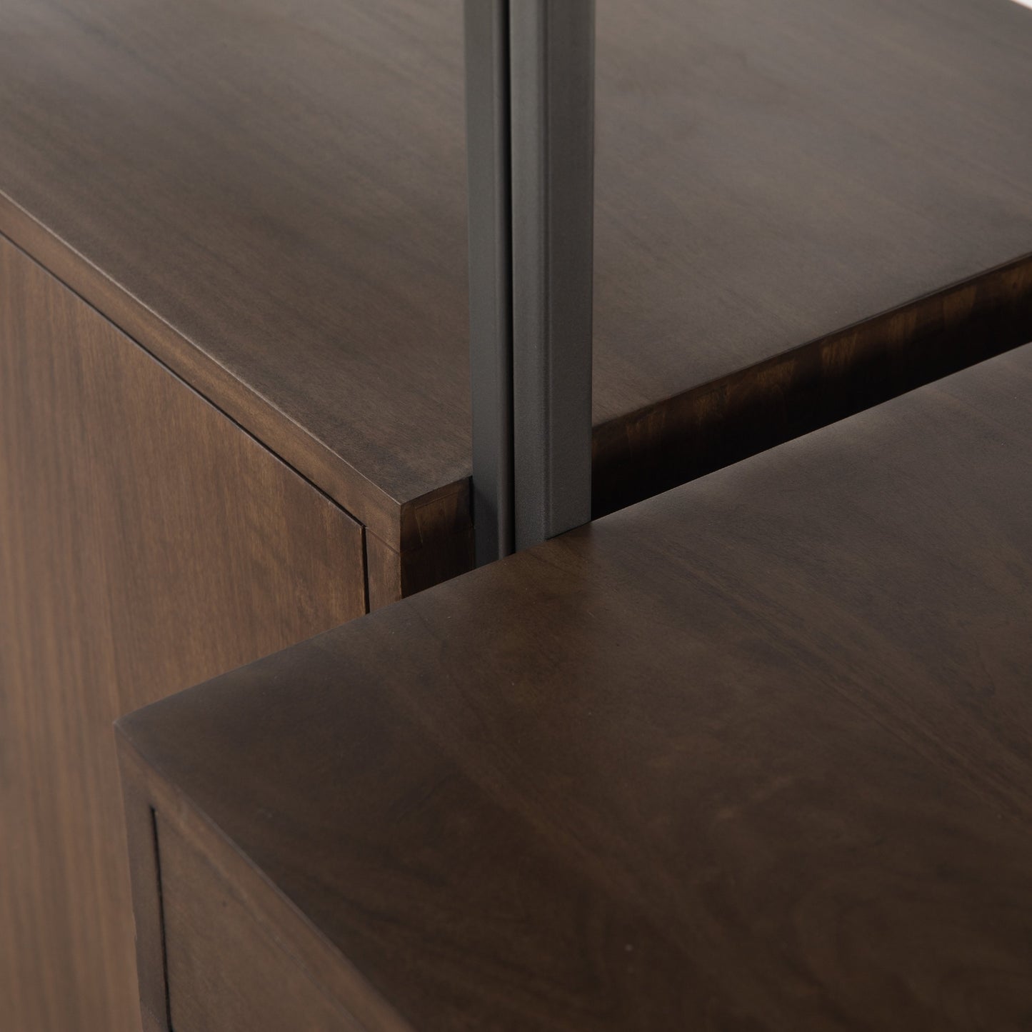 023 SI-1717043 | Additional Silo | Trey Modular Wall Desk with Bookcase by Four Hands. Made from solid poplar, top grain leather, iron in a modern style.
