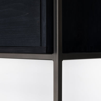 Trey Modular Wall Desk with Bookcase by Four Hands. Made from solid poplar, top grain leather, iron in a modern style.