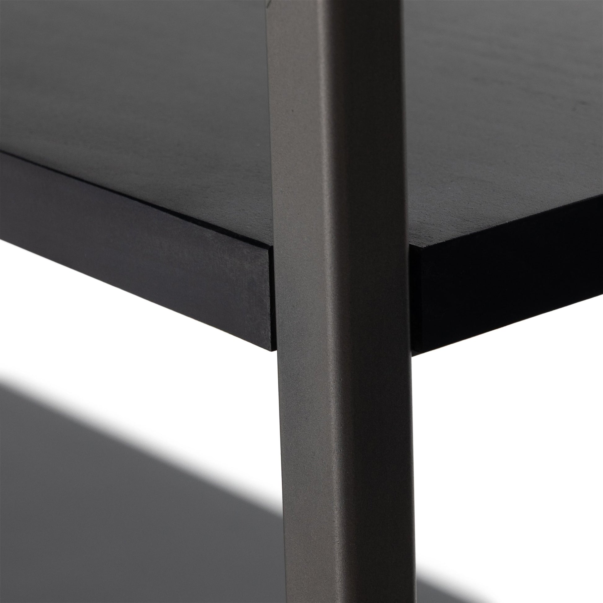 Trey Modular Wall Desk with Bookcase by Four Hands. Made from solid poplar, top grain leather, iron in a modern style.