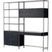 Trey Modular Wall Desk with Bookcase by Four Hands. Made from solid poplar, top grain leather, iron in a modern style.