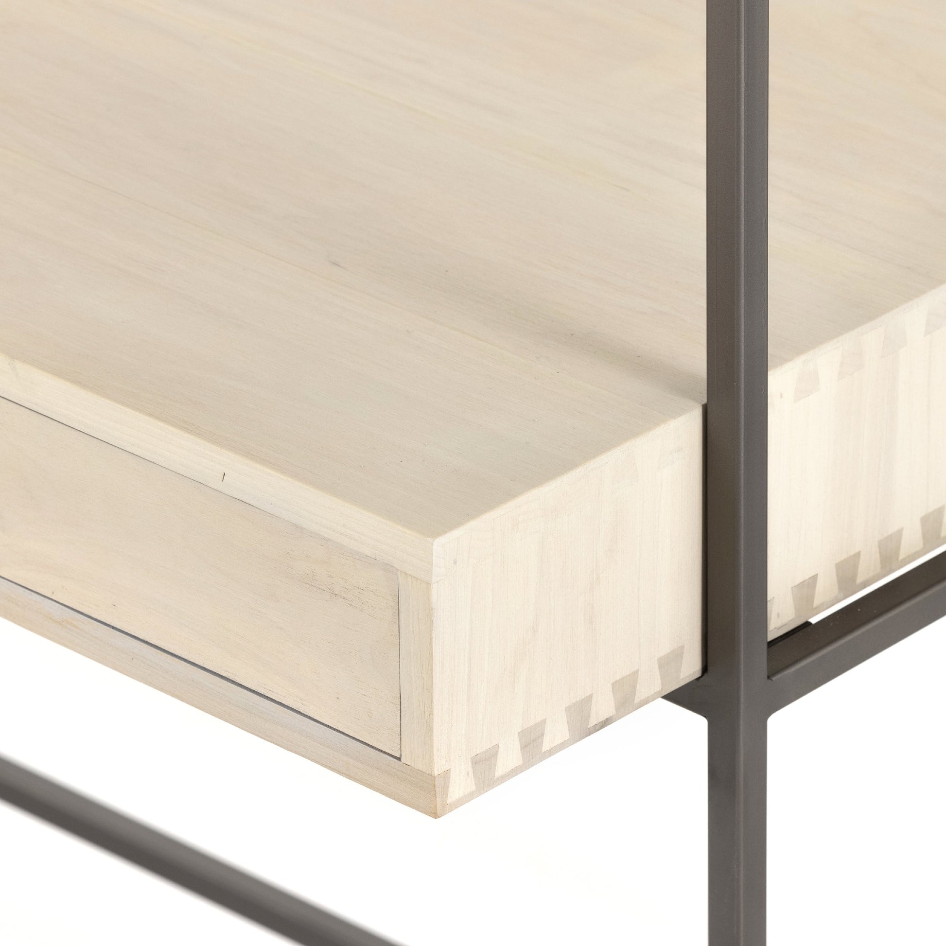 Trey Modular Wall Desk with Bookcase by Four Hands. Made from solid poplar, top grain leather, iron in a modern style.