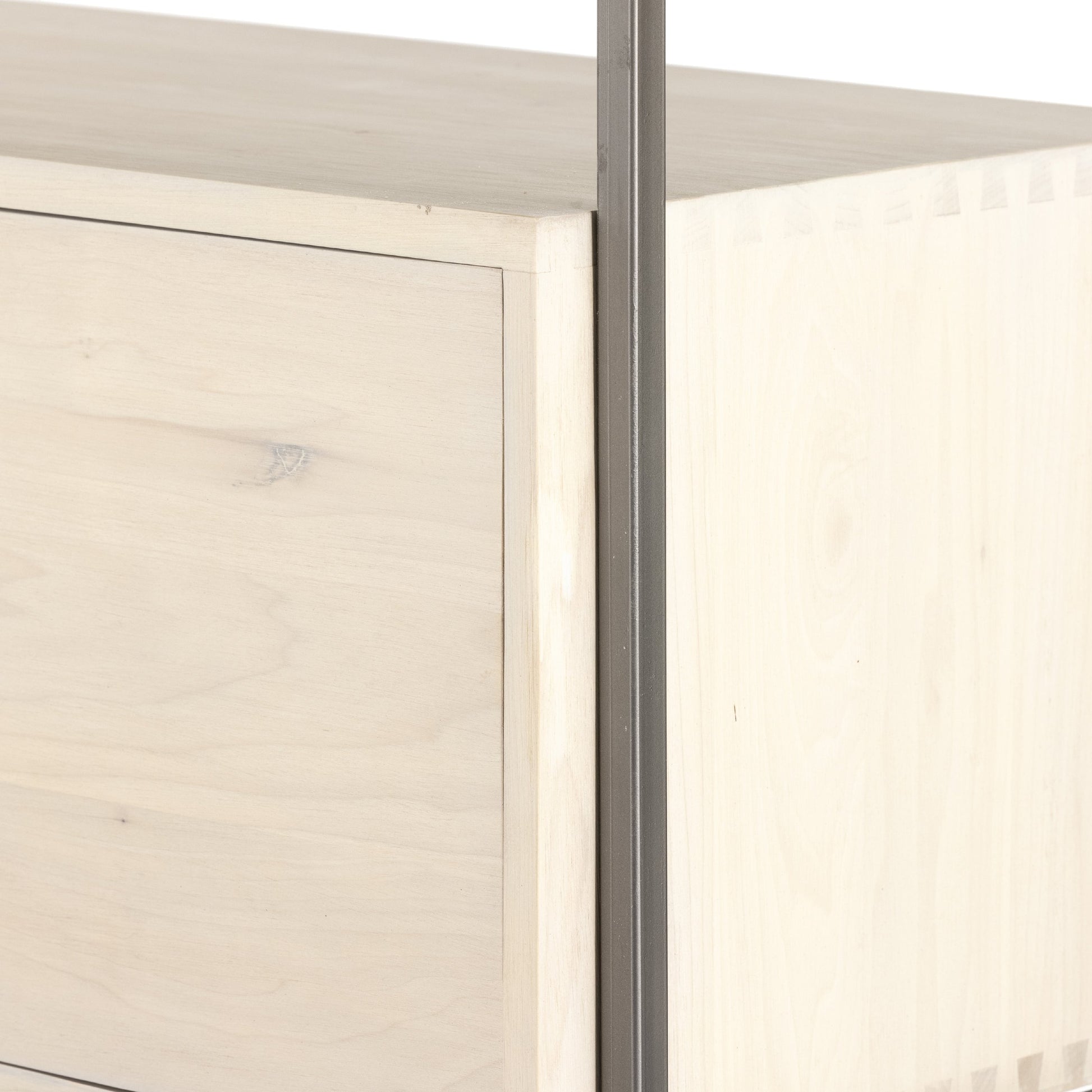 Trey Modular Wall Desk with Bookcase by Four Hands. Made from solid poplar, top grain leather, iron in a modern style.