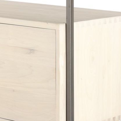 Trey Modular Wall Desk with Bookcase by Four Hands. Made from solid poplar, top grain leather, iron in a modern style.