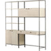 Trey Modular Wall Desk with Bookcase by Four Hands. Made from solid poplar, top grain leather, iron in a modern style.