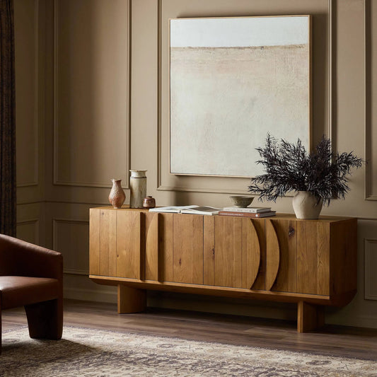Pickford Sideboard by Four Hands in dusted oak veneer, dusted oak thin veneer and dusted oak. Made from oak veneer, thick oak veneer in a modern style.