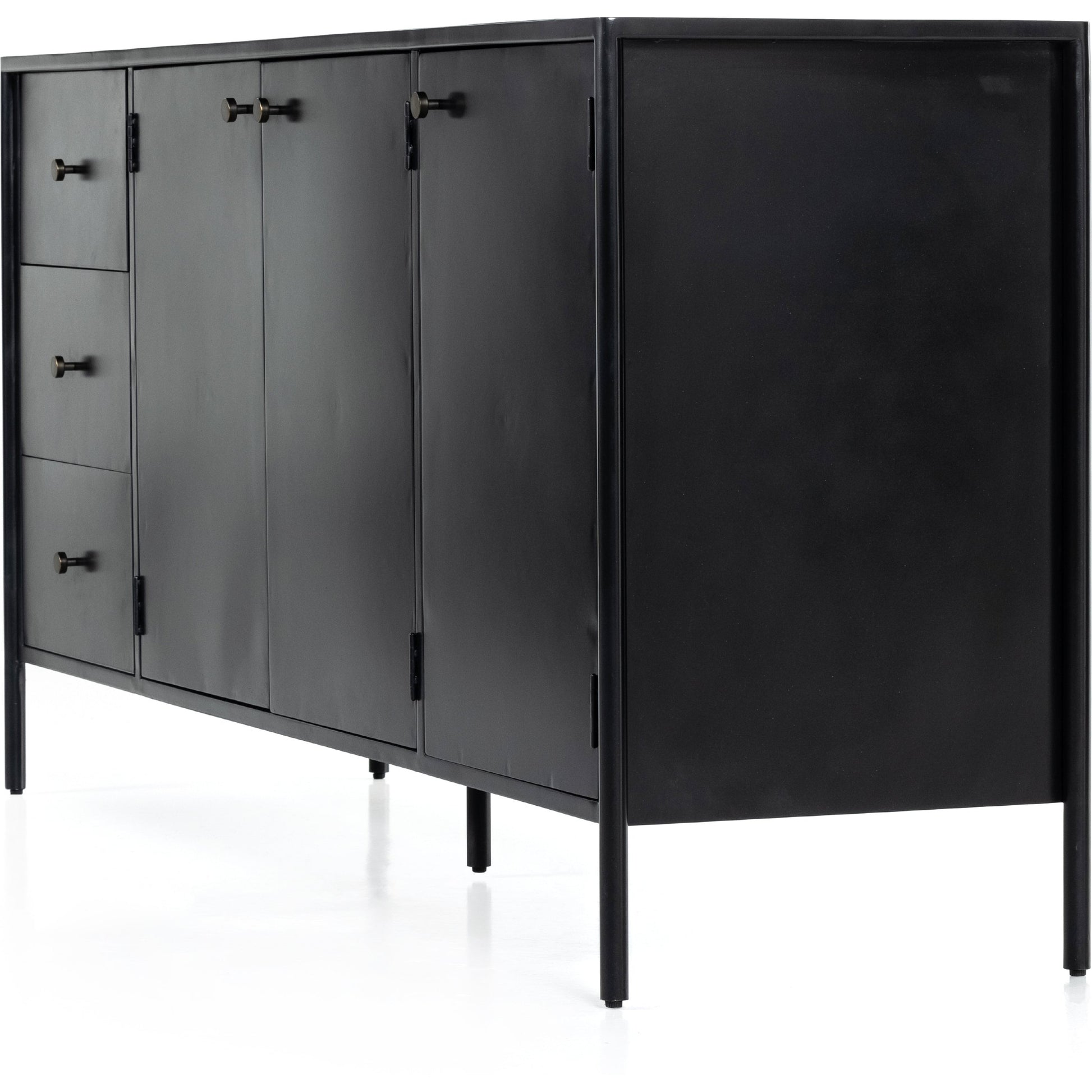 Soto Sideboard by Four Hands in black, weathered bronze and black. Made from iron in a modern style.