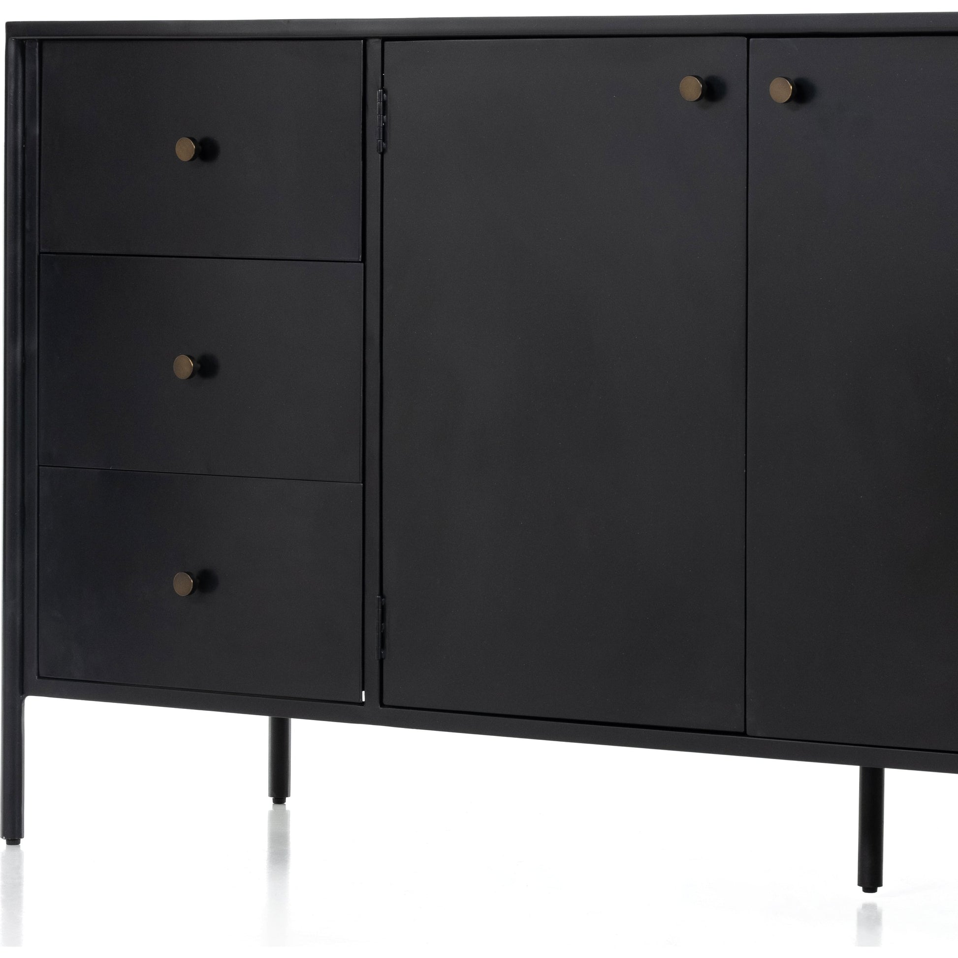 Soto Sideboard by Four Hands in black, weathered bronze and black. Made from iron in a modern style.