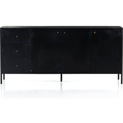 Soto Sideboard by Four Hands in black, weathered bronze and black. Made from iron in a modern style.