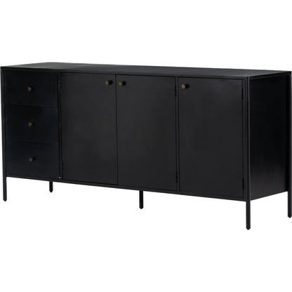 Soto Sideboard by Four Hands in black, weathered bronze and black. Made from iron in a modern style.