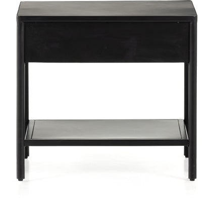 Soto End Table by Four Hands in black, weathered bronze and black. Made from iron in a modern style.