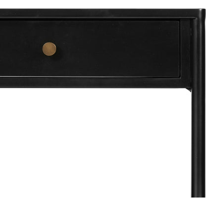 Soto End Table by Four Hands in black, weathered bronze and black. Made from iron in a modern style.