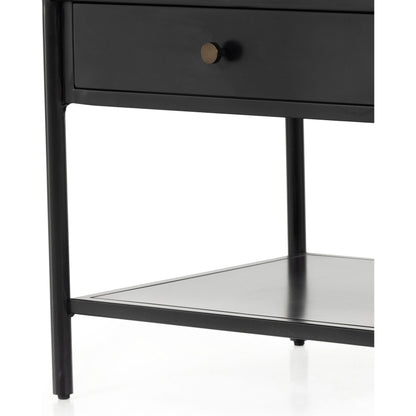 Soto End Table by Four Hands in black, weathered bronze and black. Made from iron in a modern style.