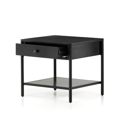 Soto End Table by Four Hands in black, weathered bronze and black. Made from iron in a modern style.