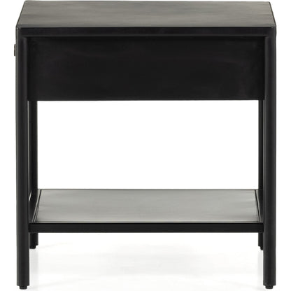 Soto End Table by Four Hands in black, weathered bronze and black. Made from iron in a modern style.