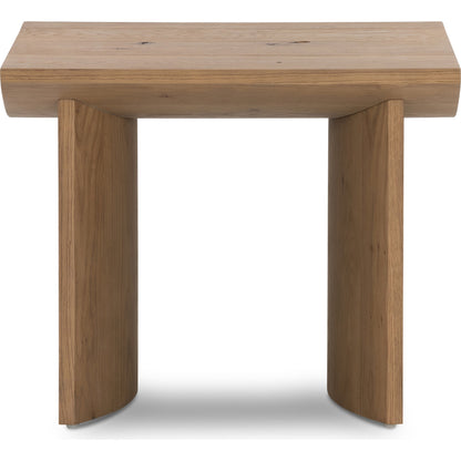 Pickford End Table by Four Hands in dusted oak thin veneer, dusted oak veneer and dusted oak. Made from thick oak veneer in a modern style.