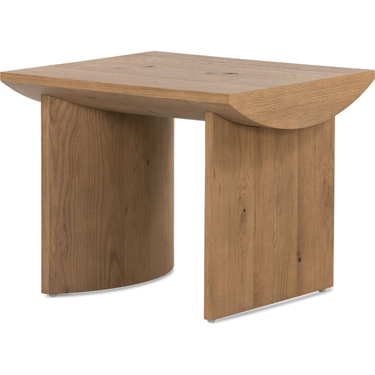 Pickford End Table by Four Hands in dusted oak thin veneer, dusted oak veneer and dusted oak. Made from thick oak veneer in a modern style.