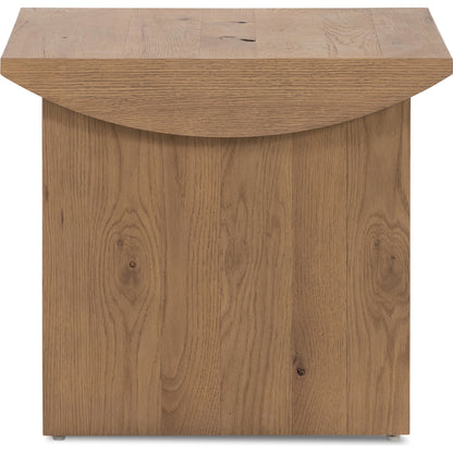 Pickford End Table by Four Hands in dusted oak thin veneer, dusted oak veneer and dusted oak. Made from thick oak veneer in a modern style.