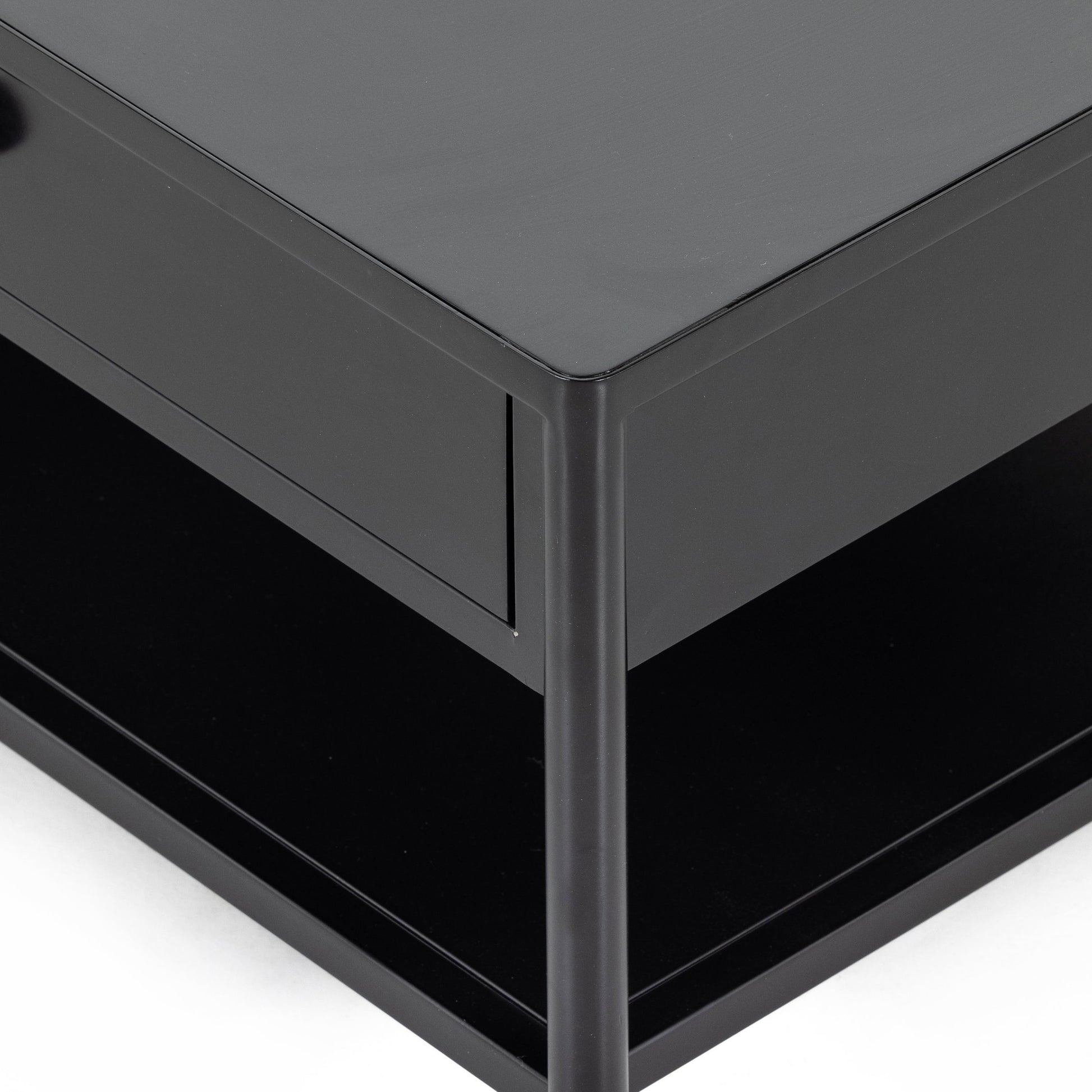 Soto Coffee Table by Four Hands in black, weathered bronze and black. Made from iron in a modern style.