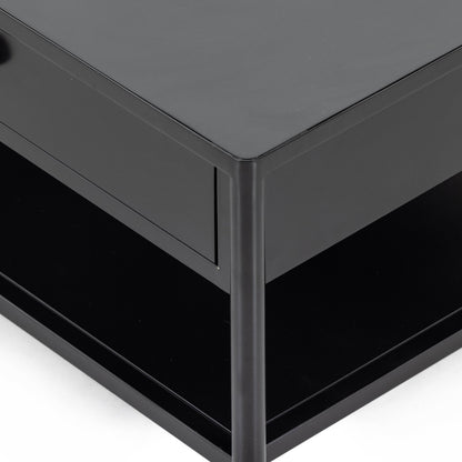 Soto Coffee Table by Four Hands in black, weathered bronze and black. Made from iron in a modern style.
