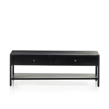 Soto Coffee Table by Four Hands in black, weathered bronze and black. Made from iron in a modern style.