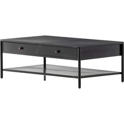 Soto Coffee Table by Four Hands in black, weathered bronze and black. Made from iron in a modern style.