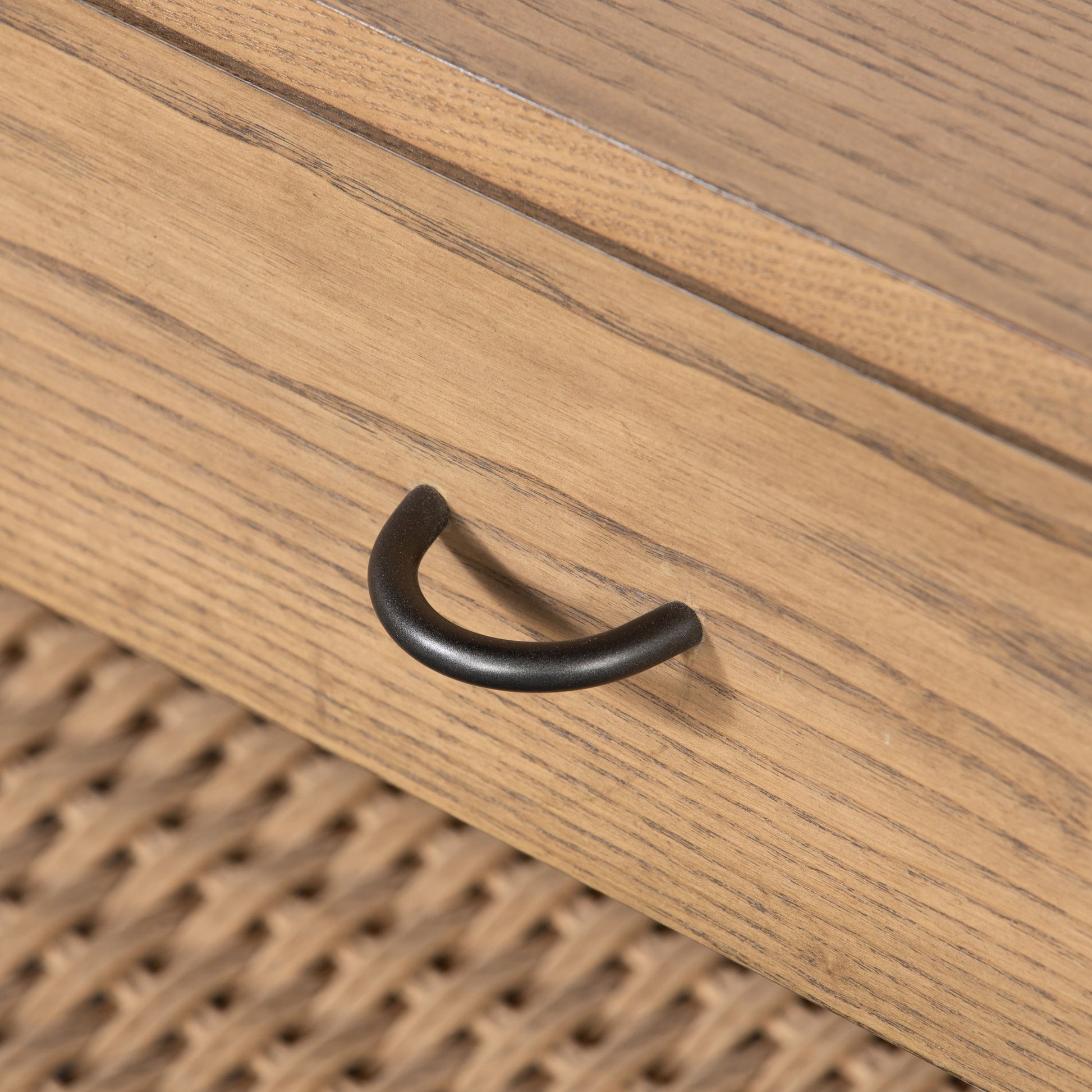 Zuma Coffee Table by Four Hands in dune ash, gunmetal, natural paper cord and dune ash. Made from solid ash, rush in a coastal style.