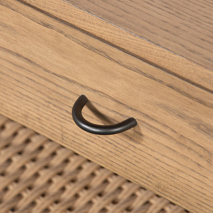 Zuma Coffee Table by Four Hands in dune ash, gunmetal, natural paper cord and dune ash. Made from solid ash, rush in a coastal style.