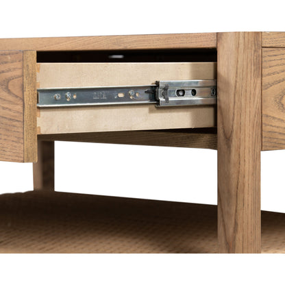 Zuma Coffee Table by Four Hands in dune ash, gunmetal, natural paper cord and dune ash. Made from solid ash, rush in a coastal style.