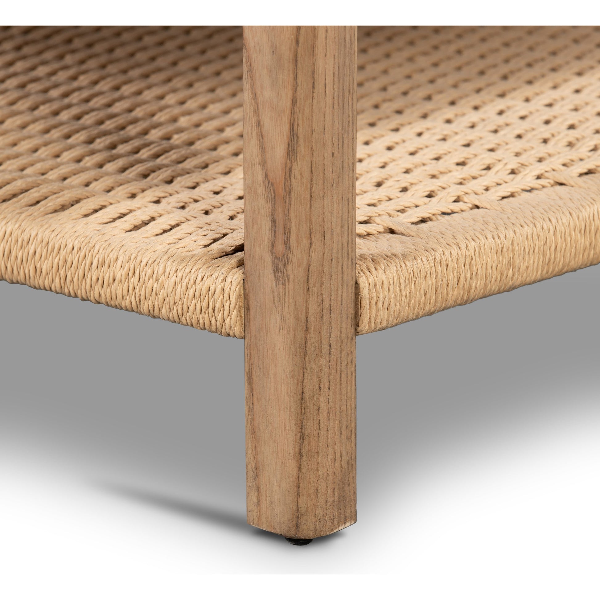 Zuma Coffee Table by Four Hands in dune ash, gunmetal, natural paper cord and dune ash. Made from solid ash, rush in a coastal style.