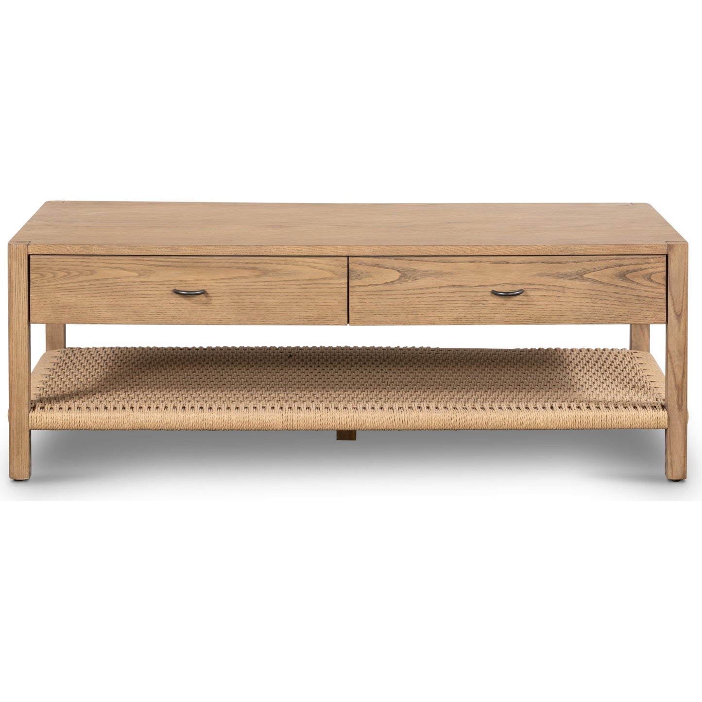 003 SI-1903096 | Additional Silo | Zuma Coffee Table by Four Hands in dune ash, gunmetal, natural paper cord and dune ash. Made from solid ash, rush in a coastal style.