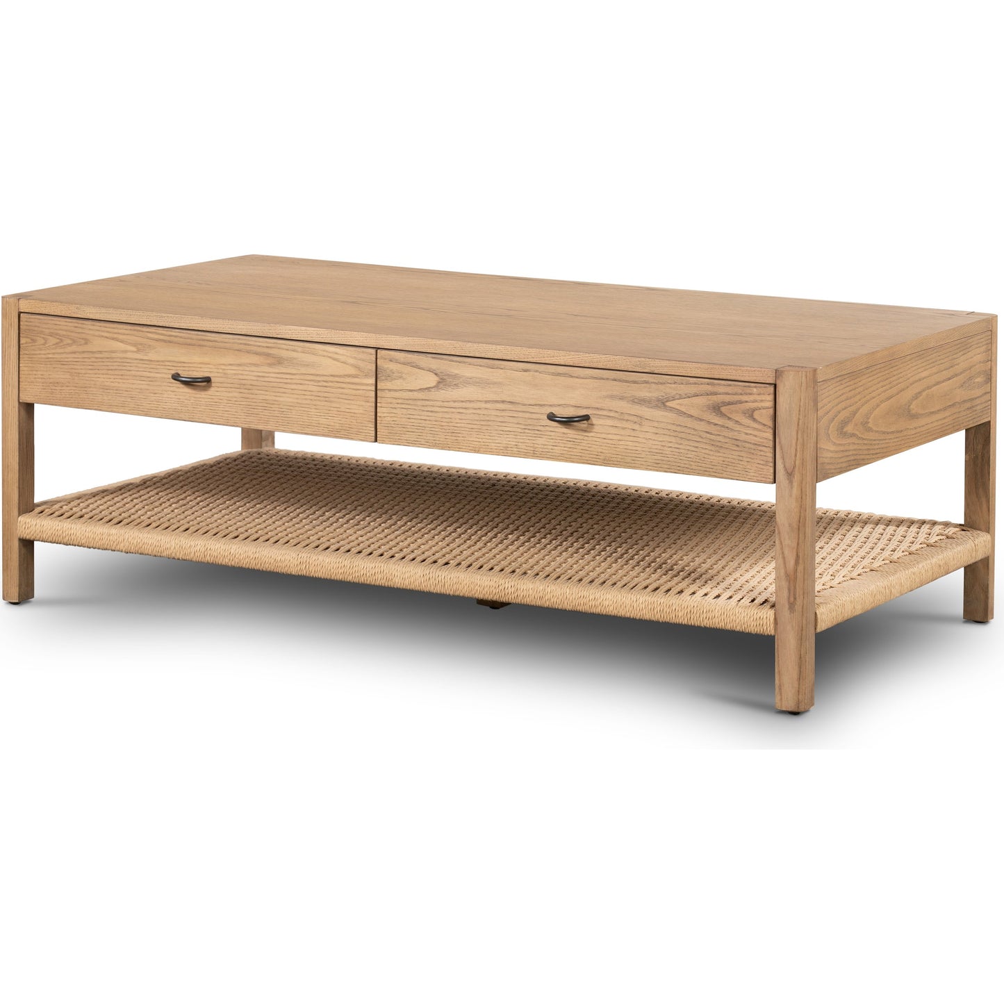 001 SI-1903096 | Additional Silo | Zuma Coffee Table by Four Hands in dune ash, gunmetal, natural paper cord and dune ash. Made from solid ash, rush in a coastal style.