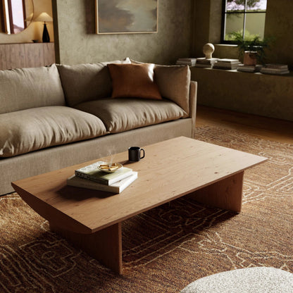 Pickford Coffee Table by Four Hands in dusted oak thin veneer, dusted oak veneer and dusted oak. Made from thick oak veneer in a cottage & farmhouse style.