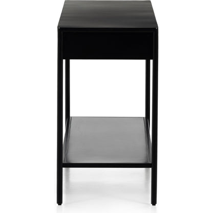 Soto Console Table by Four Hands in black, weathered bronze and black. Made from iron in a modern style.