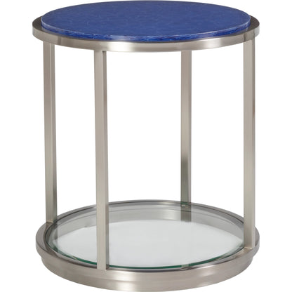 Ultramarine Round End Table by Artistica Home in cobalt and brushed stainless steel. Made from unique in a unique style.