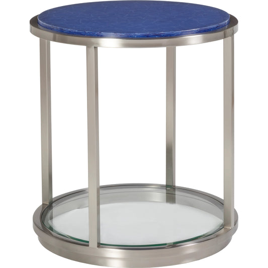 Ultramarine Round End Table by Artistica Home in cobalt and brushed stainless steel. Made from unique in a unique style.