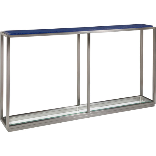 Ultramarine Shallow Console by Artistica Home in cobalt and brushed stainless steel. Made from unique in a unique style.
