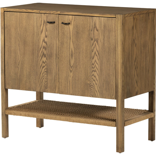 000 SI-1901642 | Primary Silo | Zuma Cabinet by Four Hands in dune ash, gunmetal, natural paper cord and dune ash. Made from solid ash, rush in a cottage & farmhouse style.