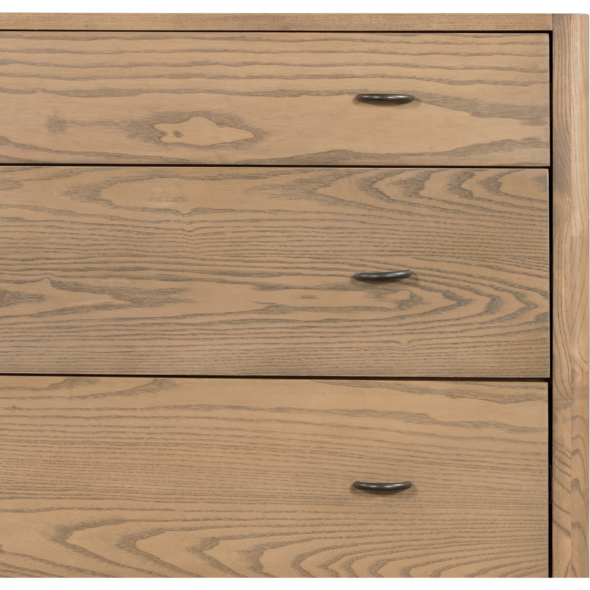 Zuma 6 Drawer Dresser by Four Hands in dune ash, gunmetal, natural paper cord and dune ash. Made from solid ash, rush in a transitional style.