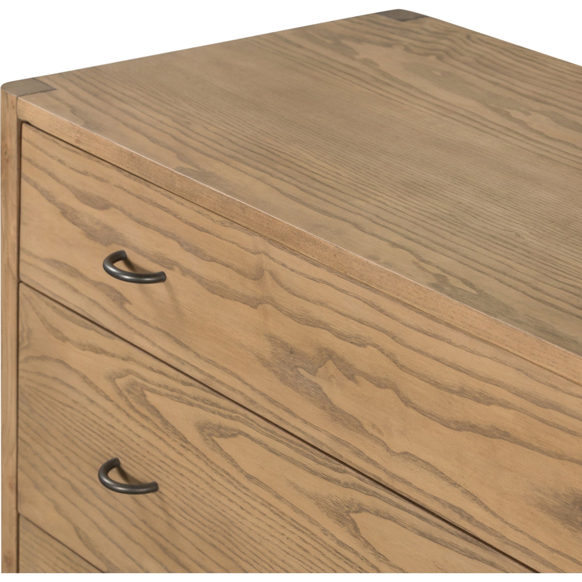 Zuma 6 Drawer Dresser by Four Hands in dune ash, gunmetal, natural paper cord and dune ash. Made from solid ash, rush in a transitional style.
