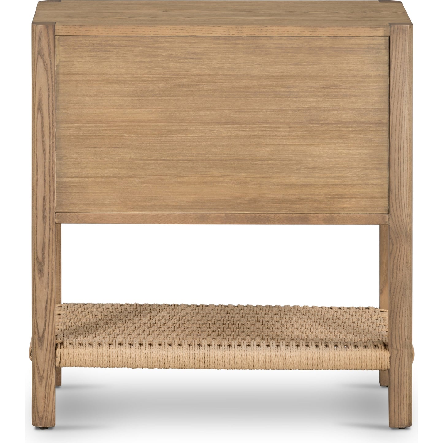 006 SI-1901641 | Additional Silo | Zuma Nightstand by Four Hands in dune ash veneer, gunmetal, natural paper cord and dune ash. Made from ash veneer, rush in a cottage & farmhouse style.