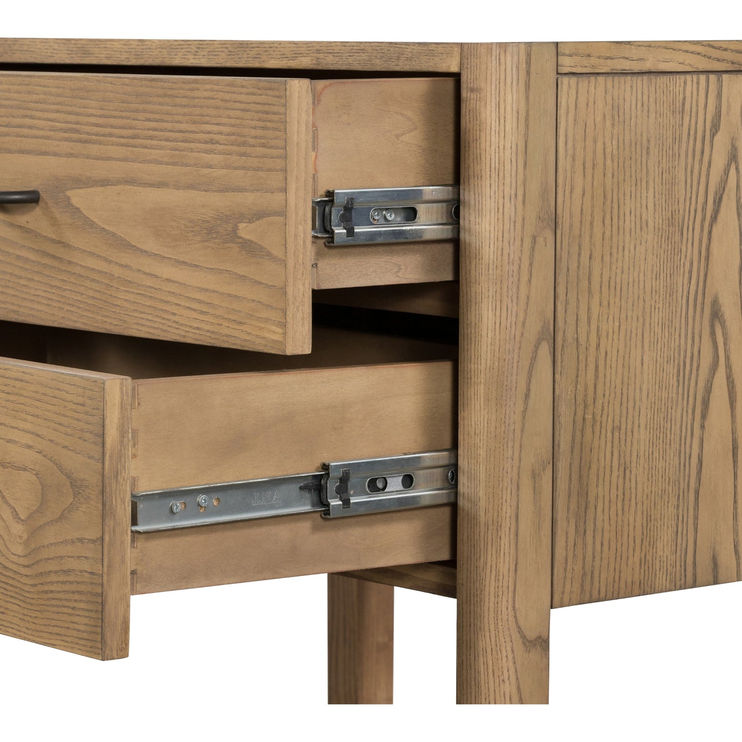 009 SI-1901641 | Additional Silo | Zuma Nightstand by Four Hands in dune ash veneer, gunmetal, natural paper cord and dune ash. Made from ash veneer, rush in a cottage & farmhouse style.