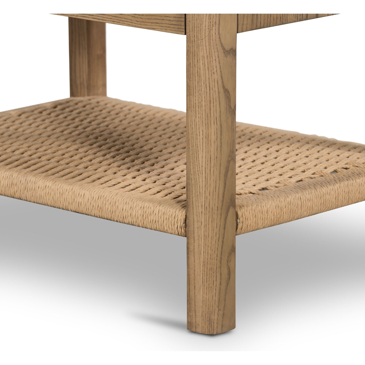 011 SI-1901641 | Additional Silo | Zuma Nightstand by Four Hands in dune ash veneer, gunmetal, natural paper cord and dune ash. Made from ash veneer, rush in a cottage & farmhouse style.