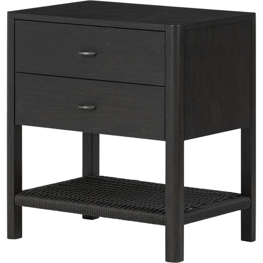 Zuma Nightstand by Four Hands in dune ash. Made from ash veneer, rush in a cottage & farmhouse style.