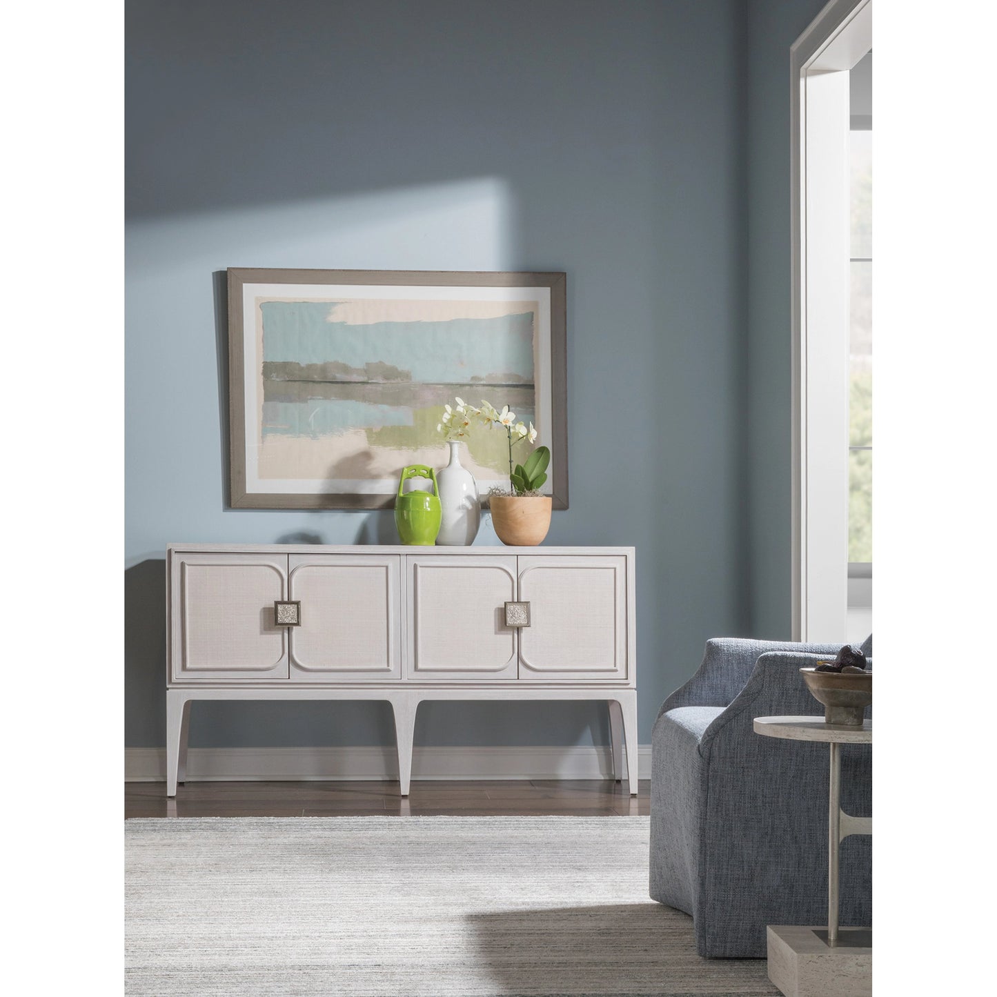 004 SI-1962881 | Lifestyle | Elixer Console by Artistica Home in misty white gray. Made from unique in a modern style.