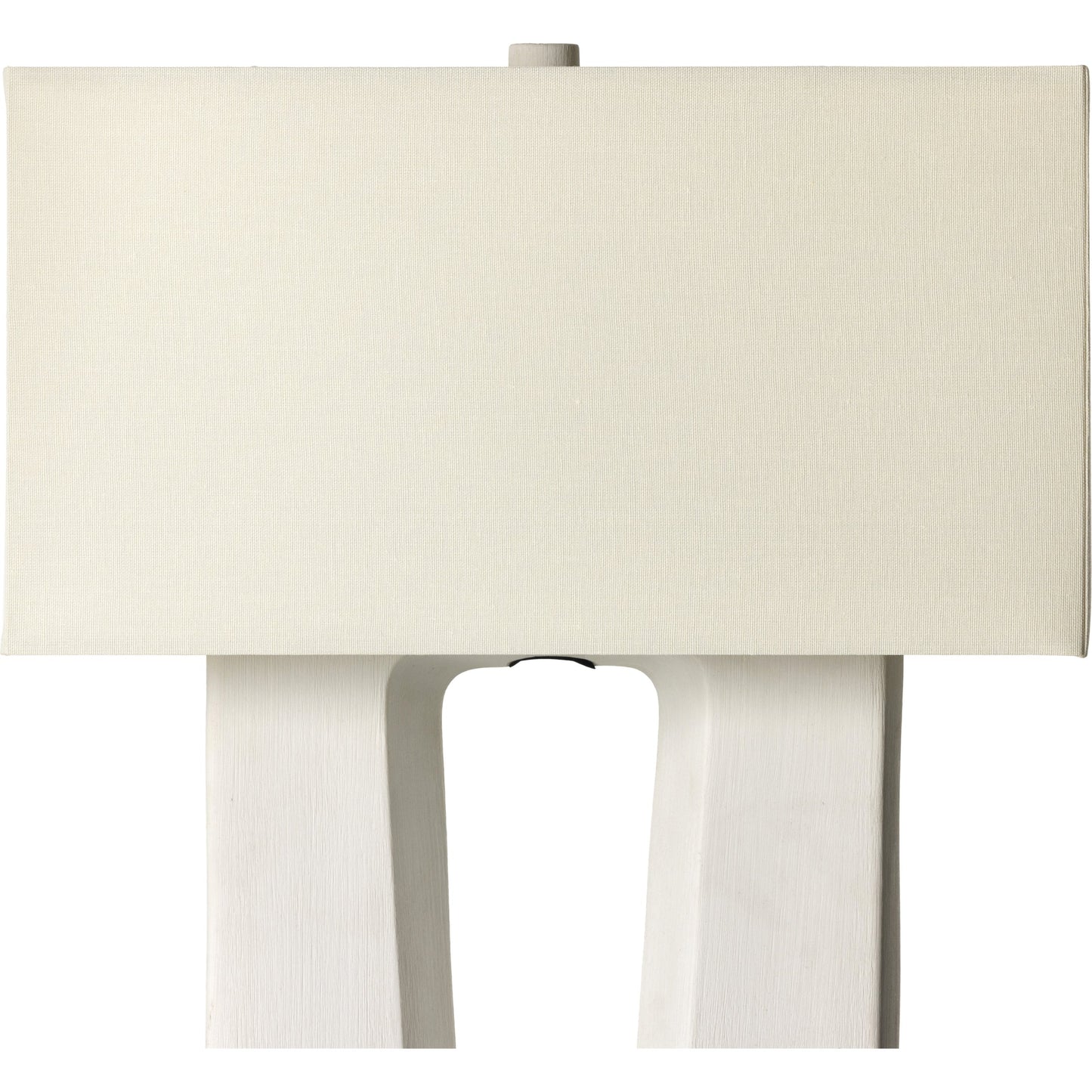006 SI-1902109 | Closeup | Cuit Table Lamp by Four Hands in matte white. Made from ceramic, 65% polyester, 35% flax, linen, thermoplastic in a coastal style.