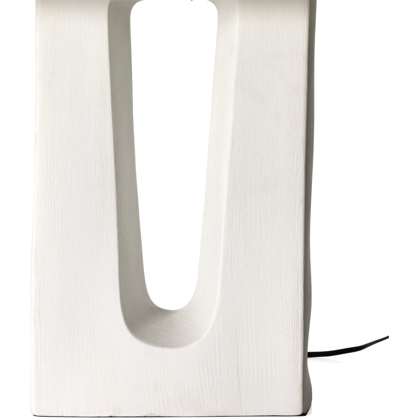 012 SI-1902109 | Closeup | Cuit Table Lamp by Four Hands in matte white. Made from ceramic, 65% polyester, 35% flax, linen, thermoplastic in a coastal style.