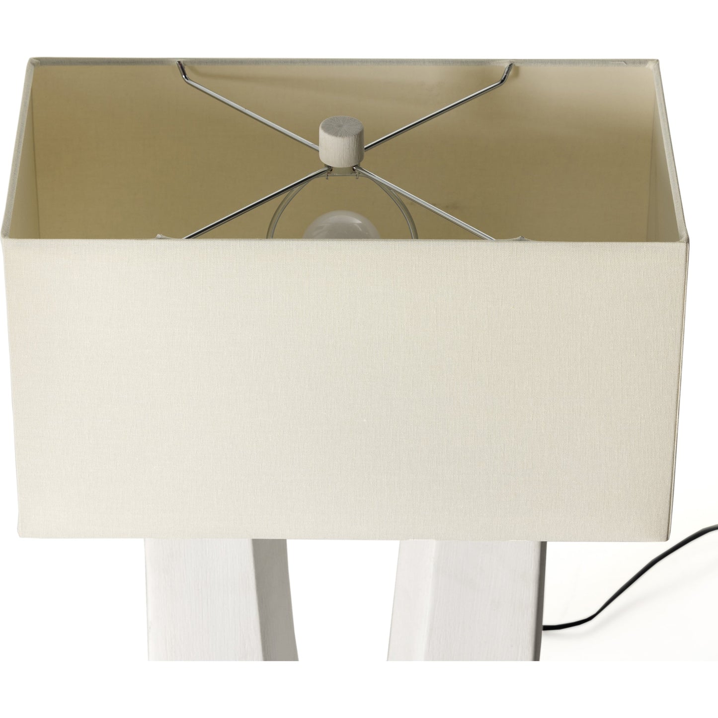 014 SI-1902109 | Closeup | Cuit Table Lamp by Four Hands in matte white. Made from ceramic, 65% polyester, 35% flax, linen, thermoplastic in a coastal style.