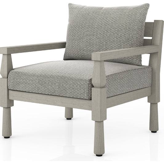 Waller Outdoor Chair by Four Hands. Made from 100% olefin, solid fsc®-certified teak, 59% polyurethane foam, 30% polyester fiber, 11% polyester fiber batting in a transitional style.