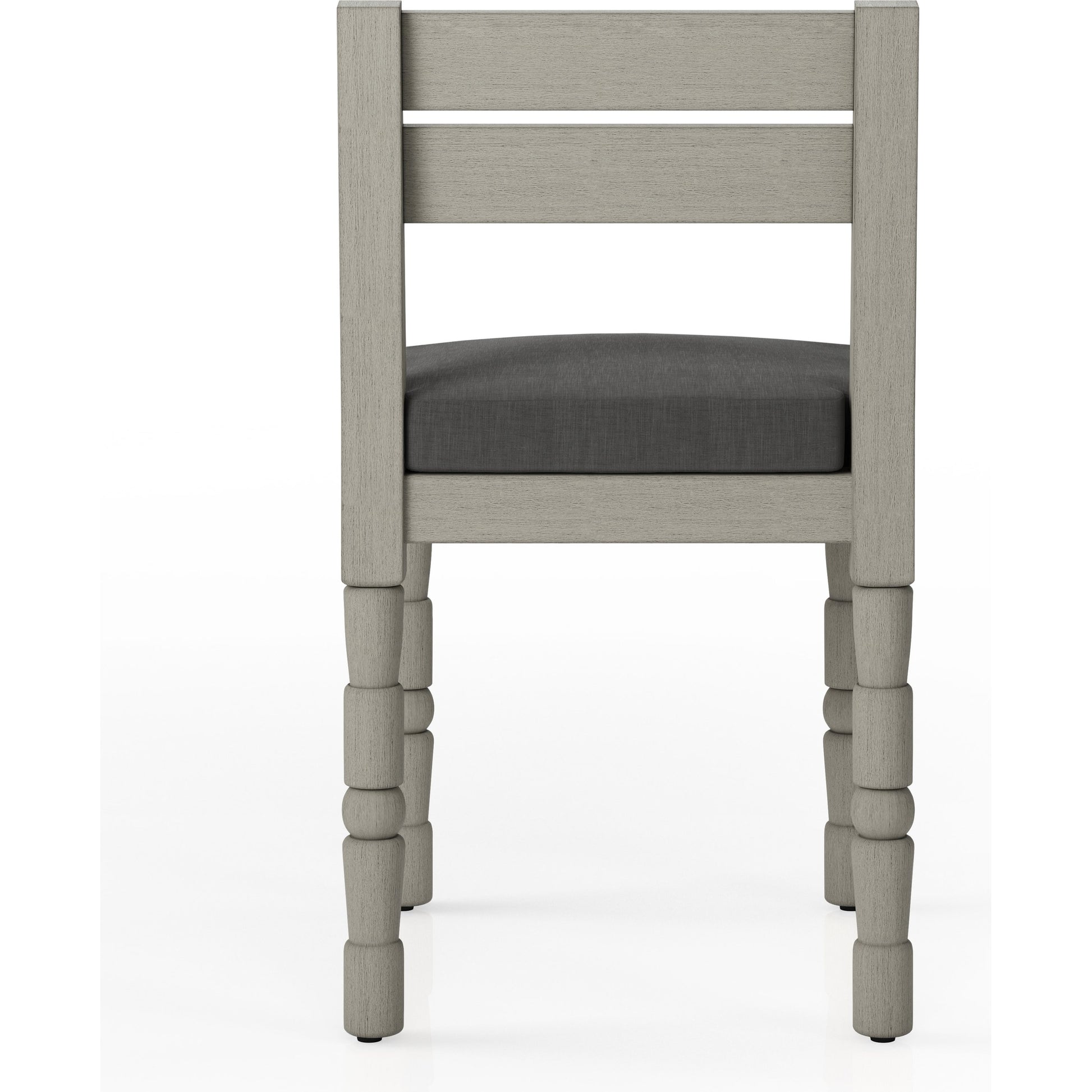 Waller Outdoor Dining Chair, Weathered Grey by Four Hands in weathered grey. Made from 100% olefin, solid fsc®-certified teak, 91% polyurethane foam pad, 9% polyester fiber batting in a transitional style.