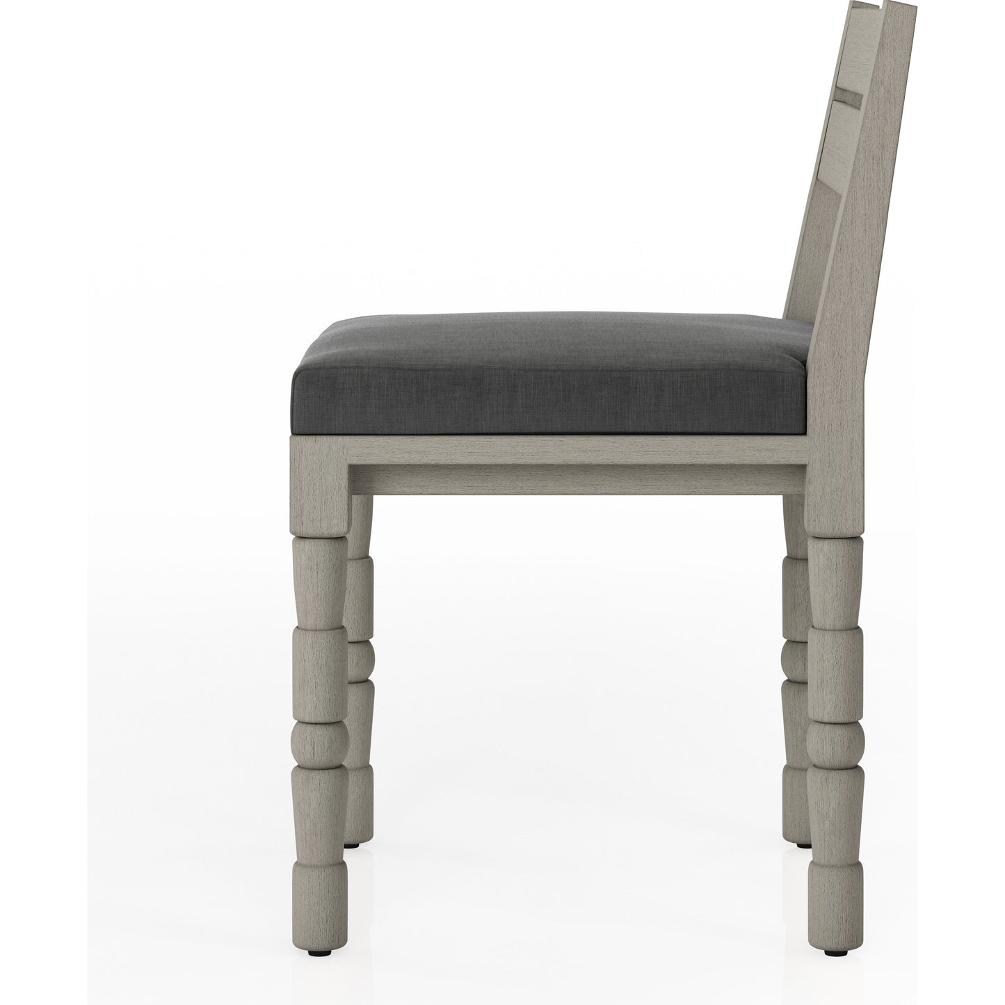 011 SI-1902119 | Additional Silo | Waller Outdoor Dining Chair, Weathered Grey by Four Hands in weathered grey. Made from 100% olefin, solid fsc®-certified teak, 91% polyurethane foam pad, 9% polyester fiber batting in a transitional style.